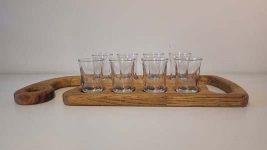 Schnapsbrett mit 2 Griffen für 8 Gläser